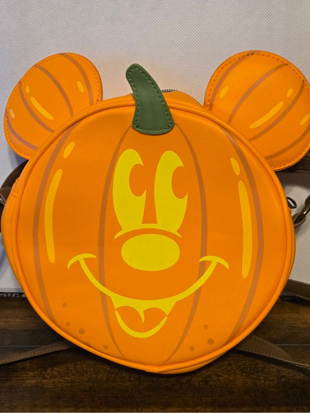 Disney Loungefly Orange Pumpkin Mickey Mouse Backpack with Green Stem